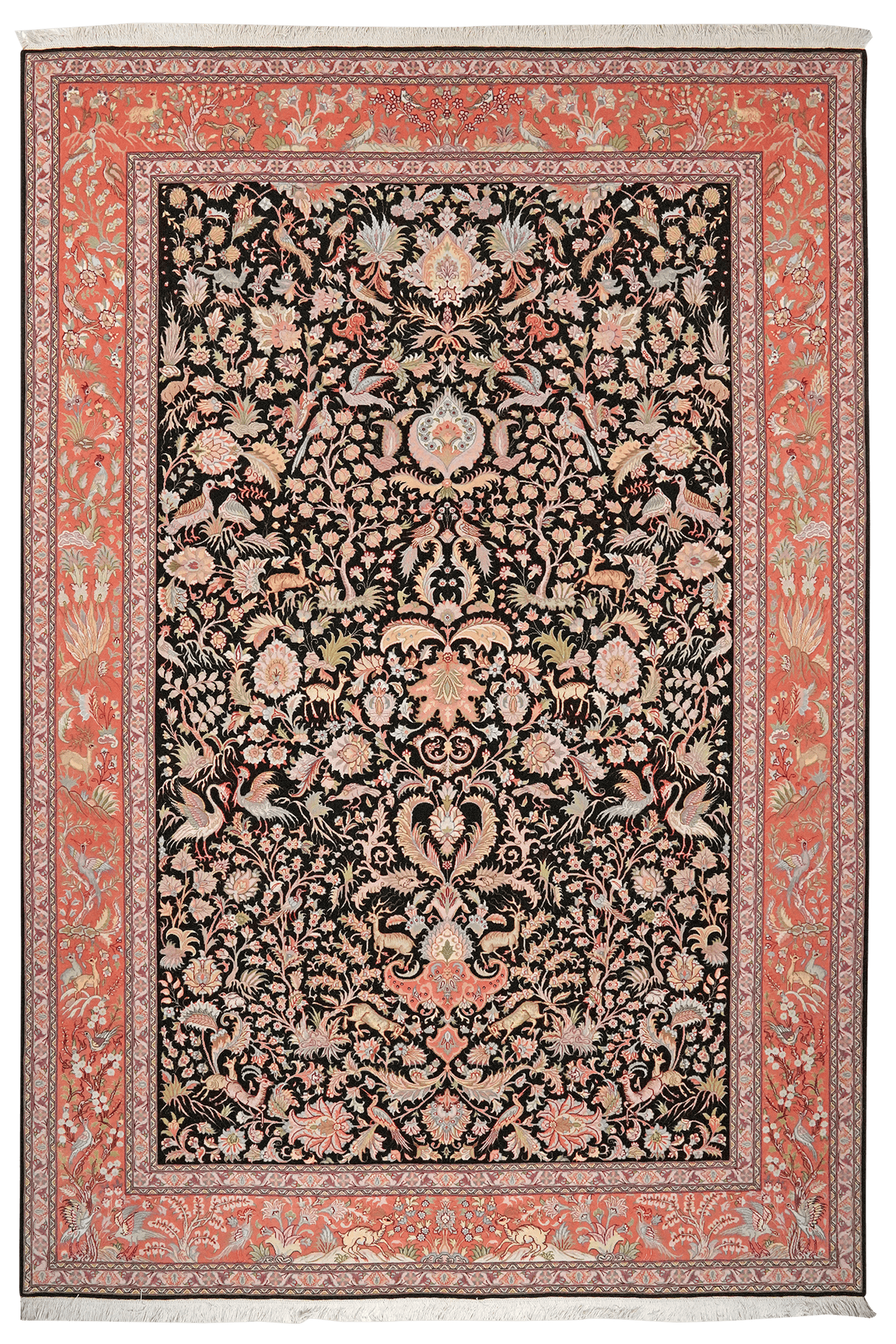 Tabriz 50 Raj — Hand-knotted, 199x295 cm, Black, 100% Virgin Wool | Main view