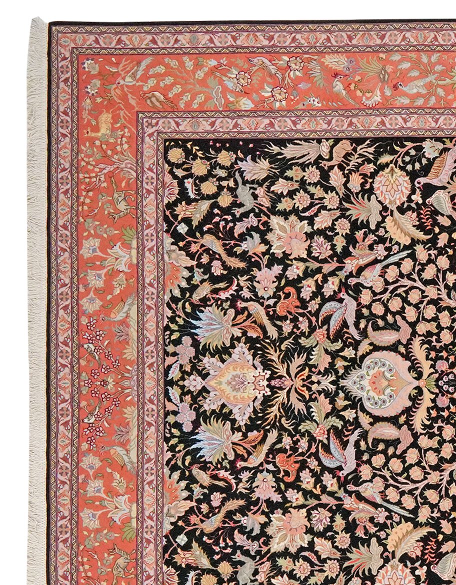 Tabriz 50 Raj — Hand-knotted, 199x295 cm, Black, 100% Virgin Wool | View 3