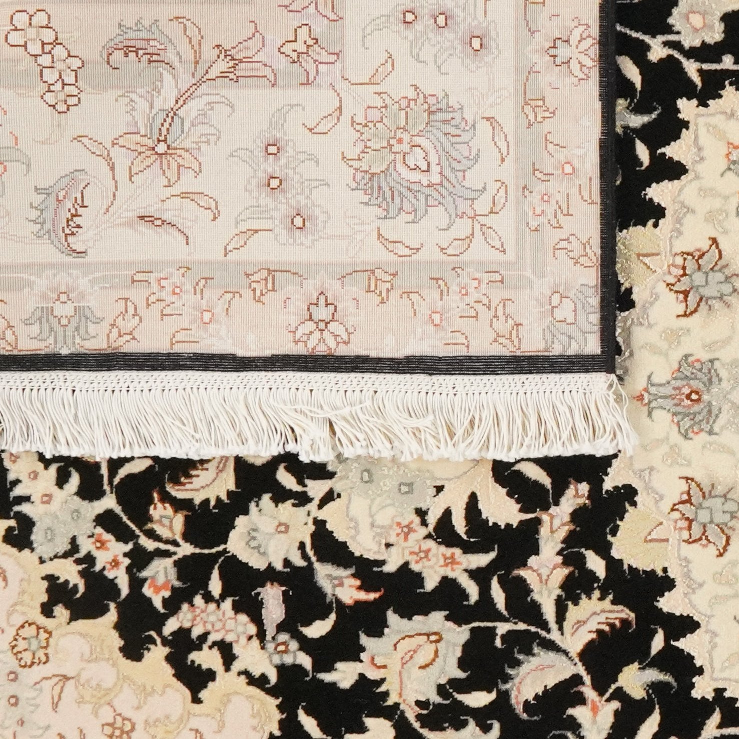 Tabriz 50 Raj — Hand-knotted, 147x200 cm, Black, 90% Schurwolle, 10% Seide | View 6