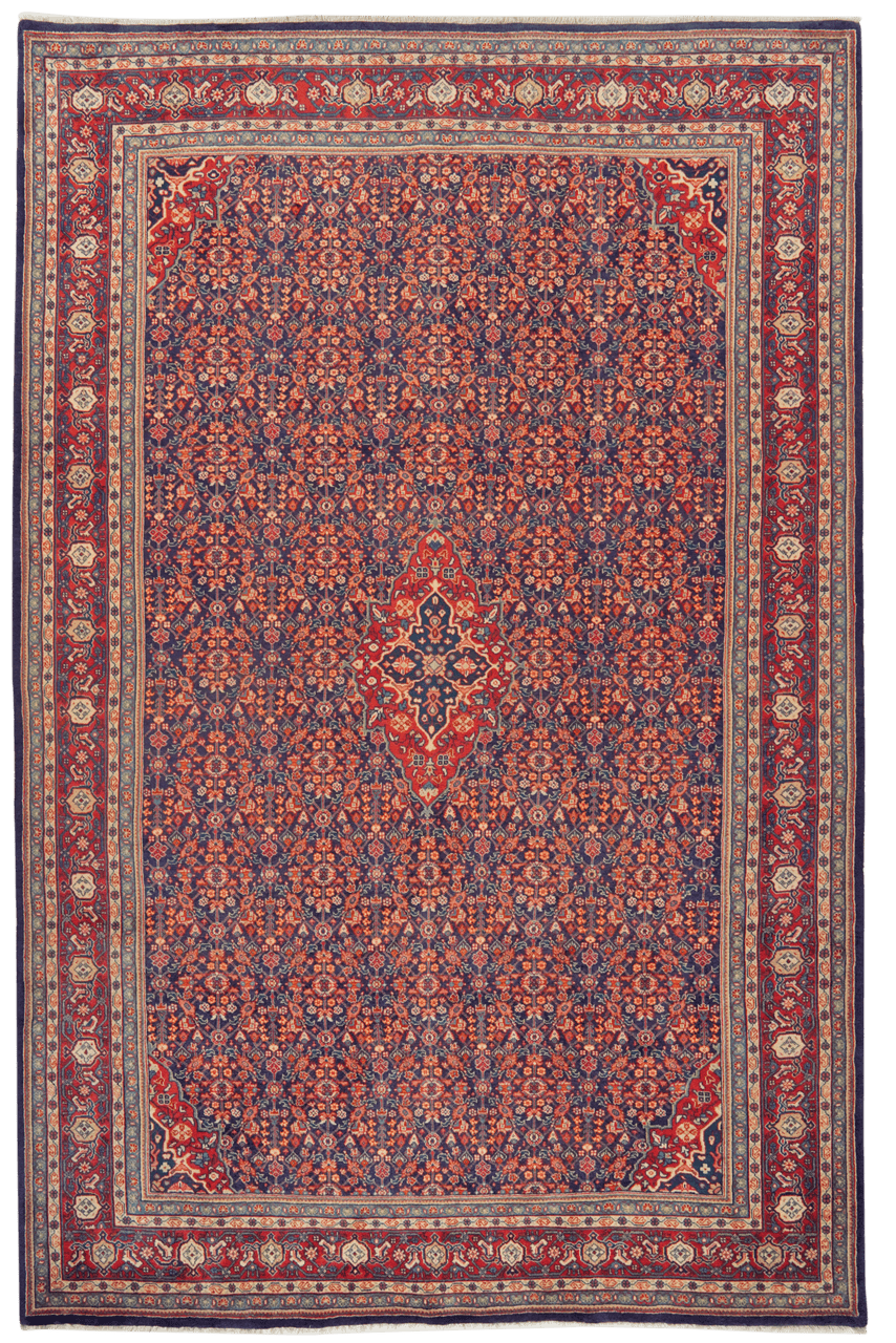 Meyghan — Hand-knotted, 213x322 cm, Blue, 100% Virgin Wool | Main view