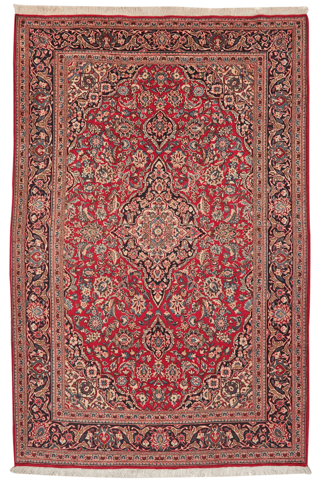 Kashan — Hand-knotted, 140x218 cm, Red, 100% Virgin Wool | Main view