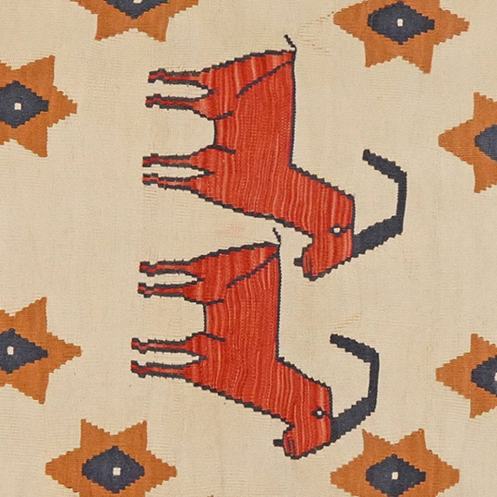 Kelim — Handmade, 110x120 cm, Beige, 100% Virgin Wool | View 4