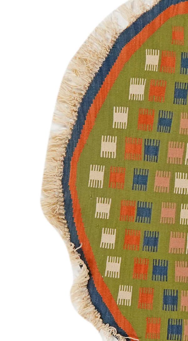 Kelim Rund — Handgefertigt, 120x120 cm, Blau, 100% Virgin Wool | View 4