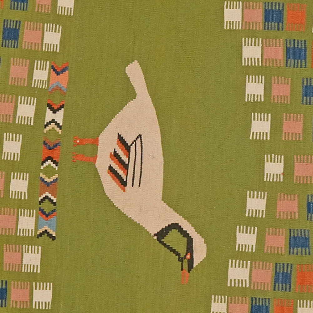 Kelim Rund — Handgefertigt, 120x120 cm, Blau, 100% Virgin Wool | View 5