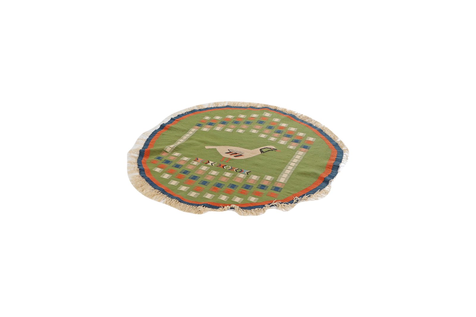 Kelim Rund — Handgefertigt, 120x120 cm, Blau, 100% Virgin Wool | View 6