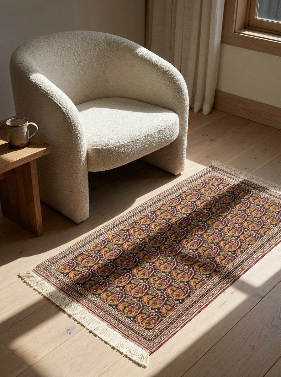 Tabriz 50 Raj — Hand-knotted, 52x88 cm, Blue, 100% Virgin Wool | Detail view
