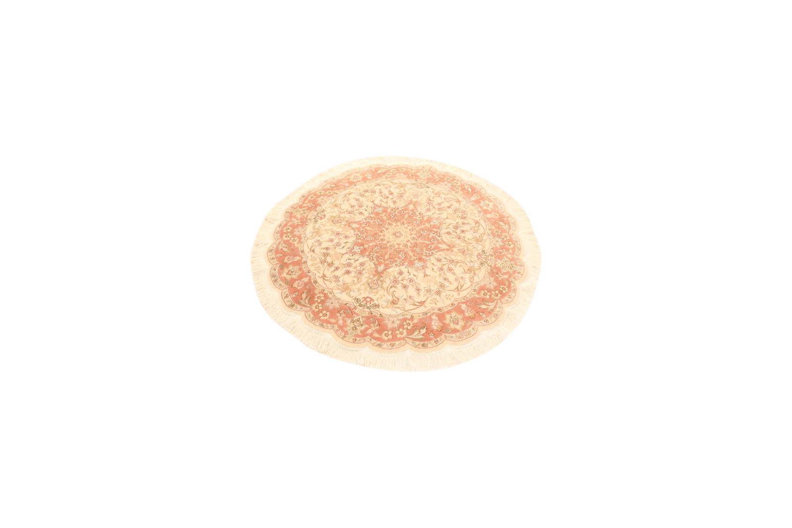 Tabriz Round — Hand-knotted, 100x100 cm, Beige, 70% Schurwolle, 30% Seide | View 5