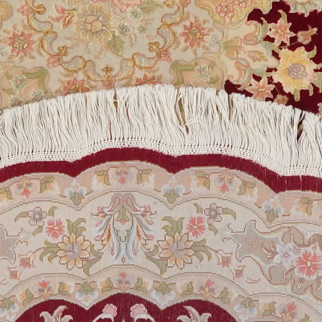 Tabriz Round — Hand-knotted, 146x146 cm, Red, 70% Schurwolle, 30% Seide | View 6