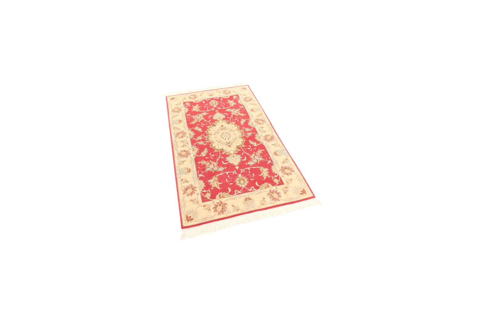 Tabriz 50 Raj — Hand-knotted, 67x111 cm, Red, 90% Schurwolle, 10% Seide | View 5