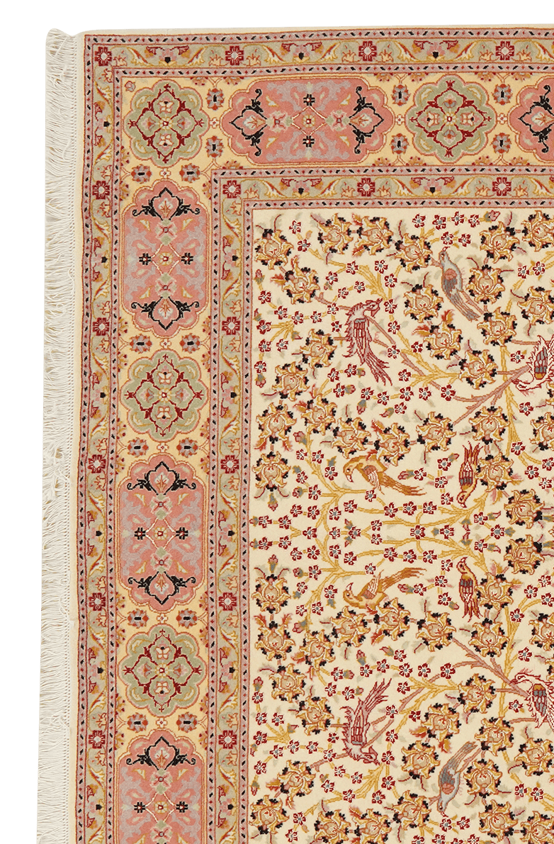 Tabriz 50 Raj — Hand-knotted, 150x199 cm, Beige, 95% Schurwolle, 5% Seide | View 3