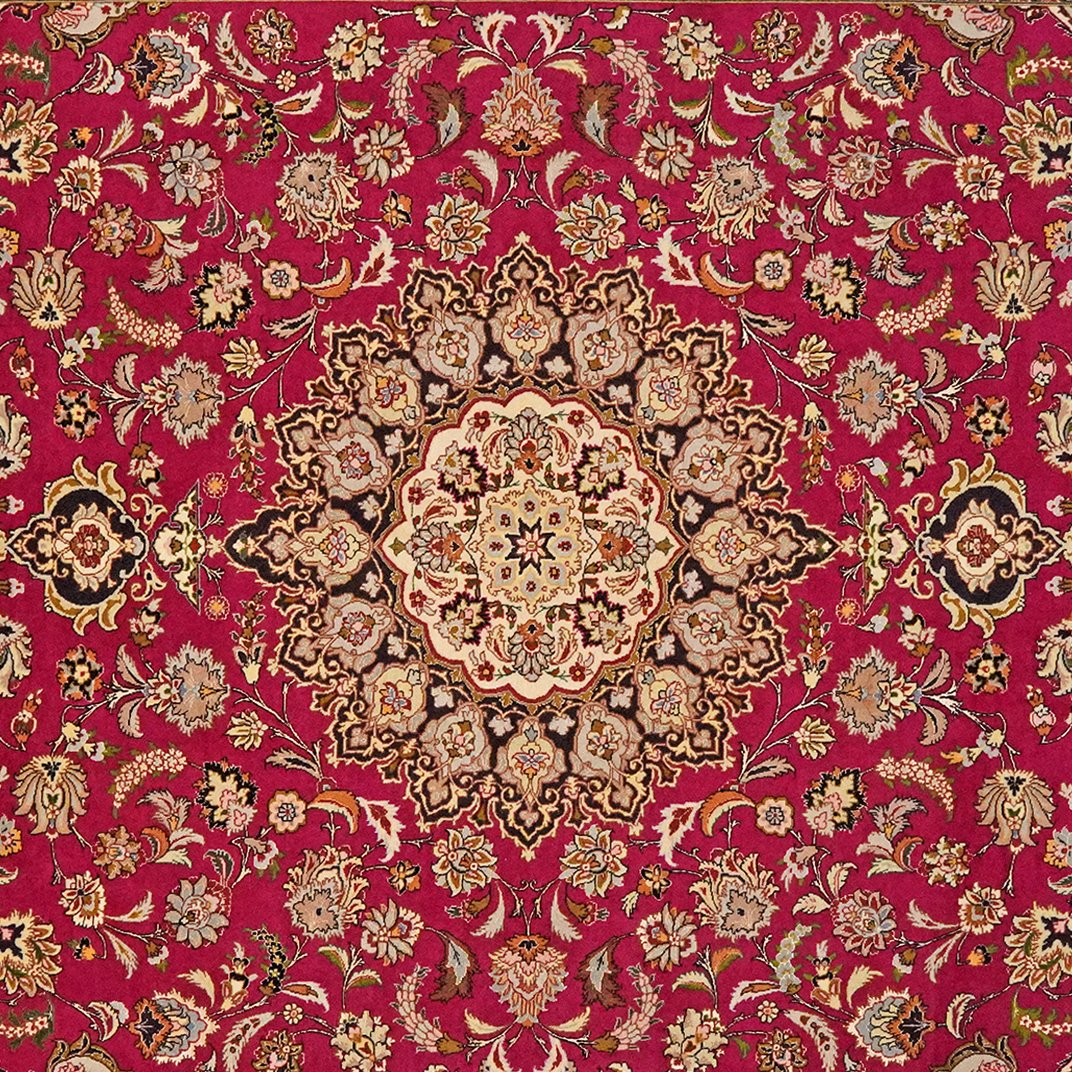 Tabriz 50 Raj — Hand-knotted, 201x294 cm, Red, 100% Virgin Wool | View 4