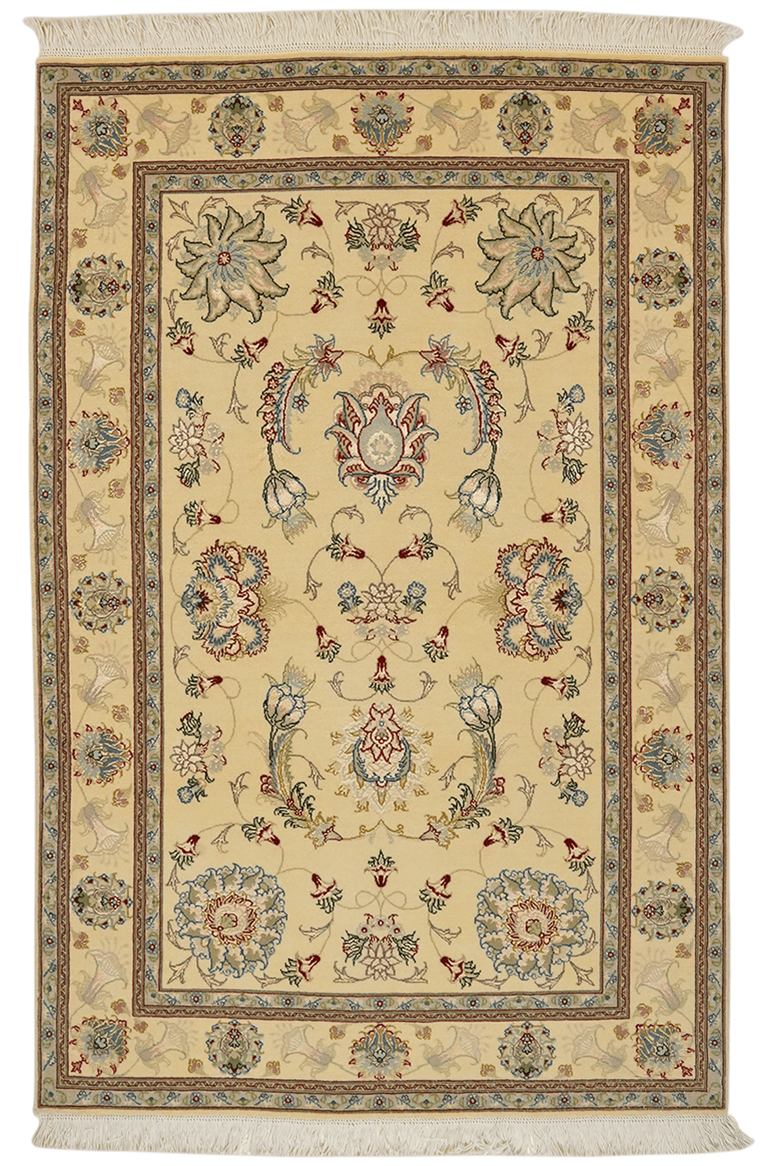 Tabriz 50 Raj — Hand-knotted, 99x151 cm, Beige, 90% Schurwolle, 10% Seide | Main view