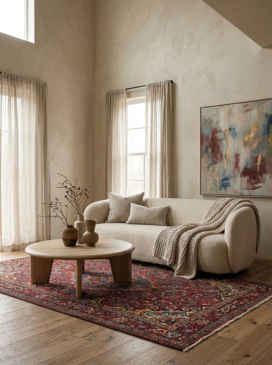 Bourtchalou — Handgefertigt, 206x144 cm, Blau, 100% Virgin Wool | Detail view