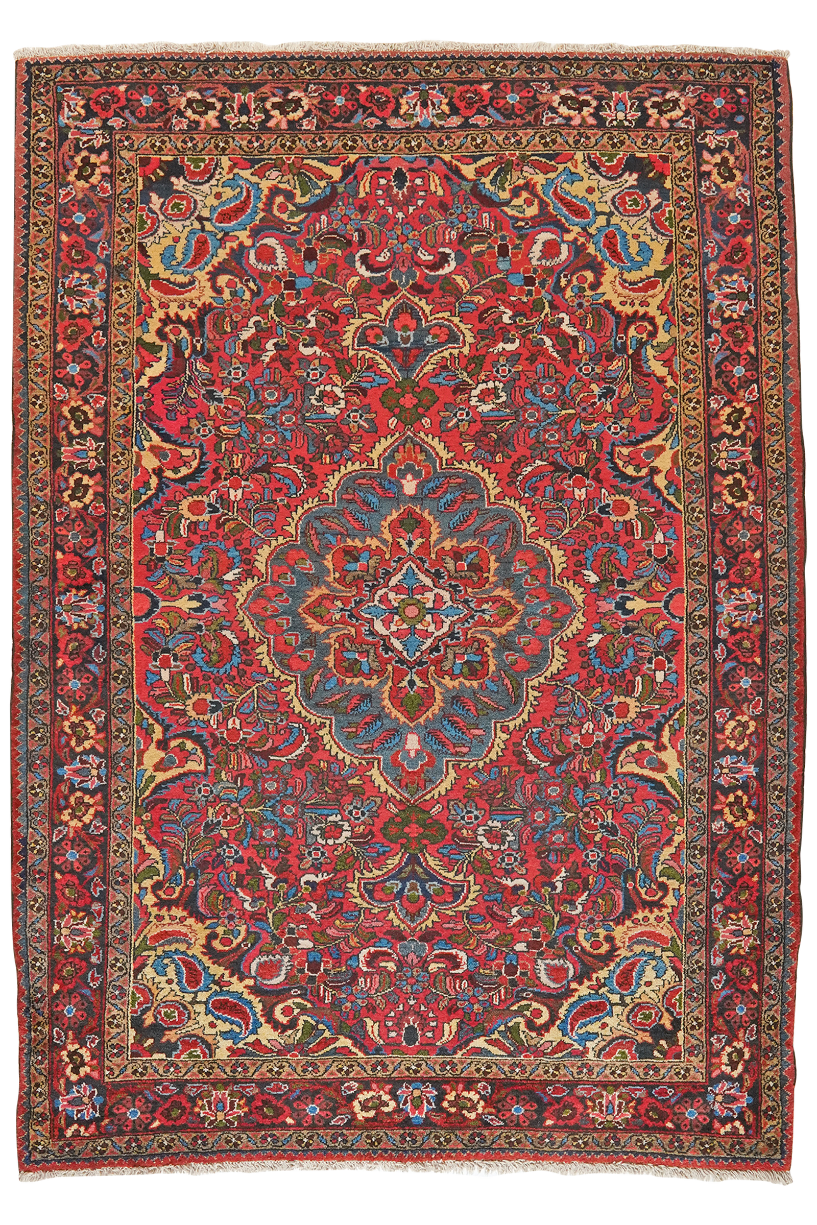 Bourtchalou — Handgefertigt, 206x144 cm, Blau, 100% Virgin Wool | Main view