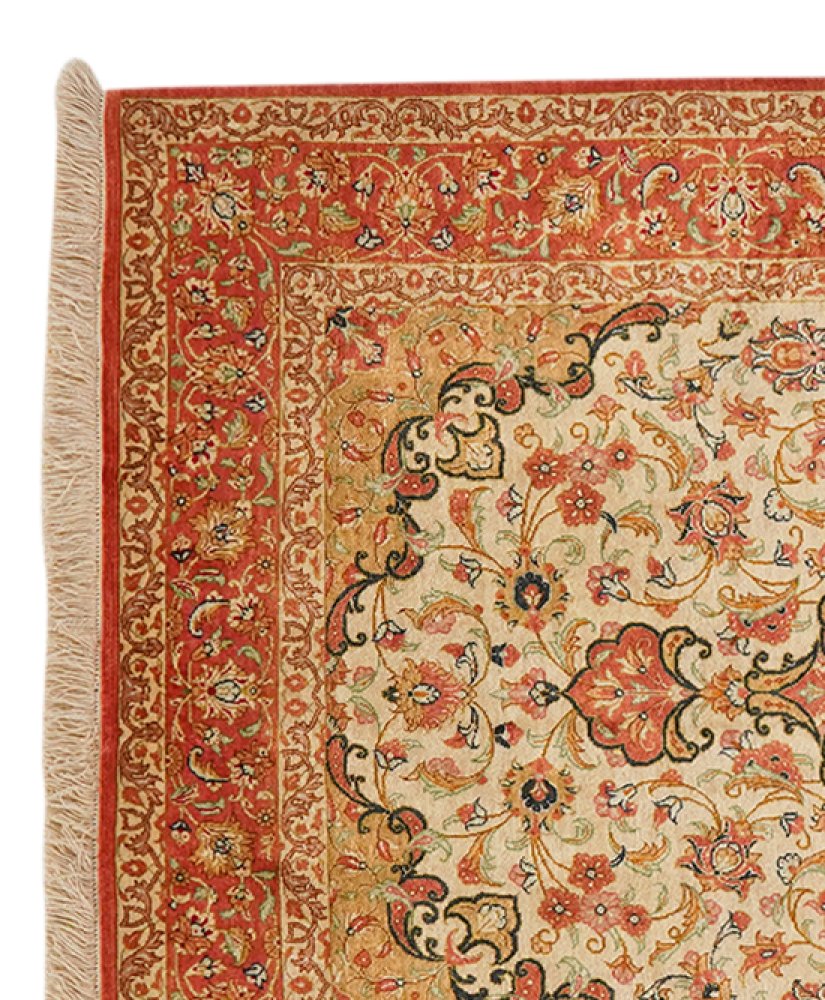 Ghoum Seide — Hand-knotted, 84x128 cm, Beige, 100% Silk | View 3