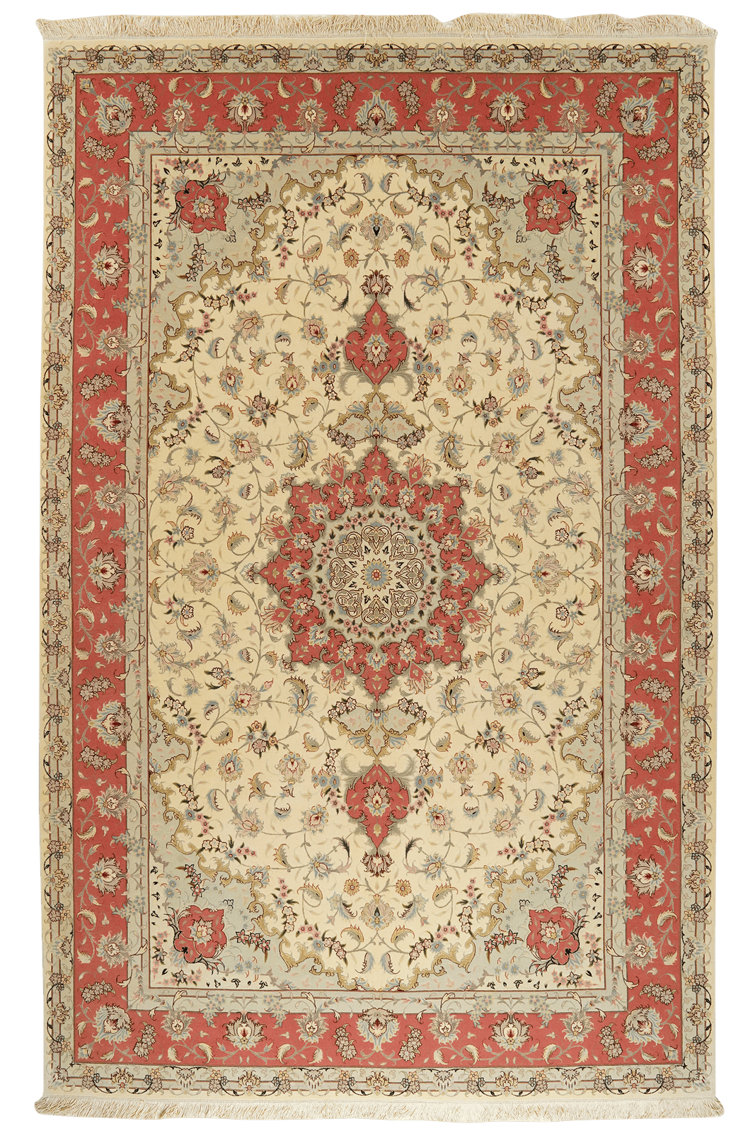 Tabriz 50 Raj — Hand-knotted, 196x304 cm, Beige, 100% Virgin Wool | Main view