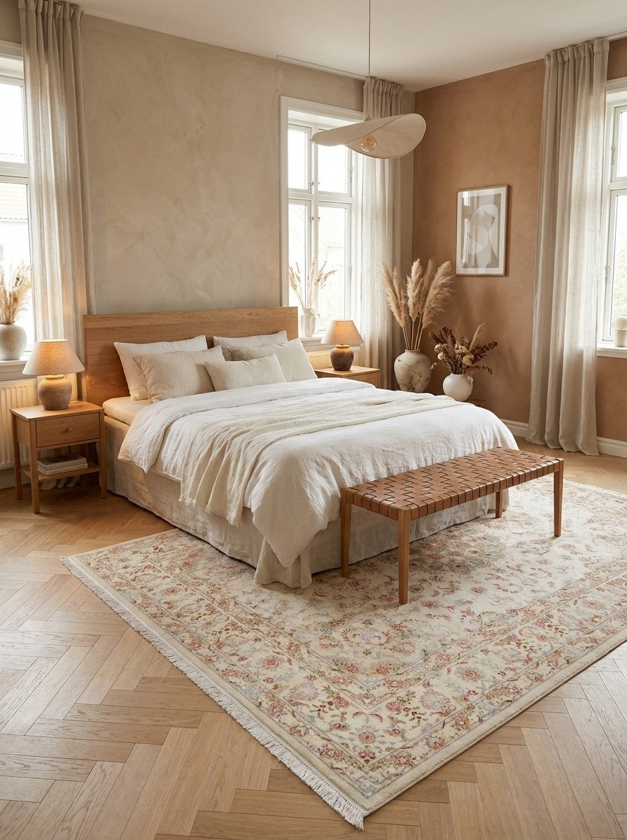 Tabriz 50 Raj — Hand-knotted, 249x346 cm, Beige, 100% Virgin Wool | Detail view