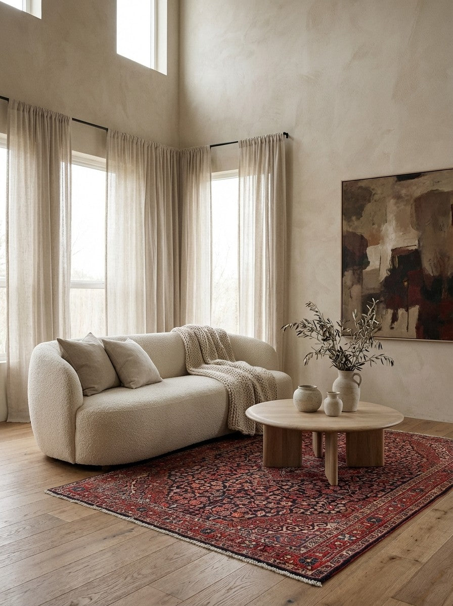 Malayer — Hand-knotted, 127x205 cm, Red, 100% Virgin Wool | Detail view