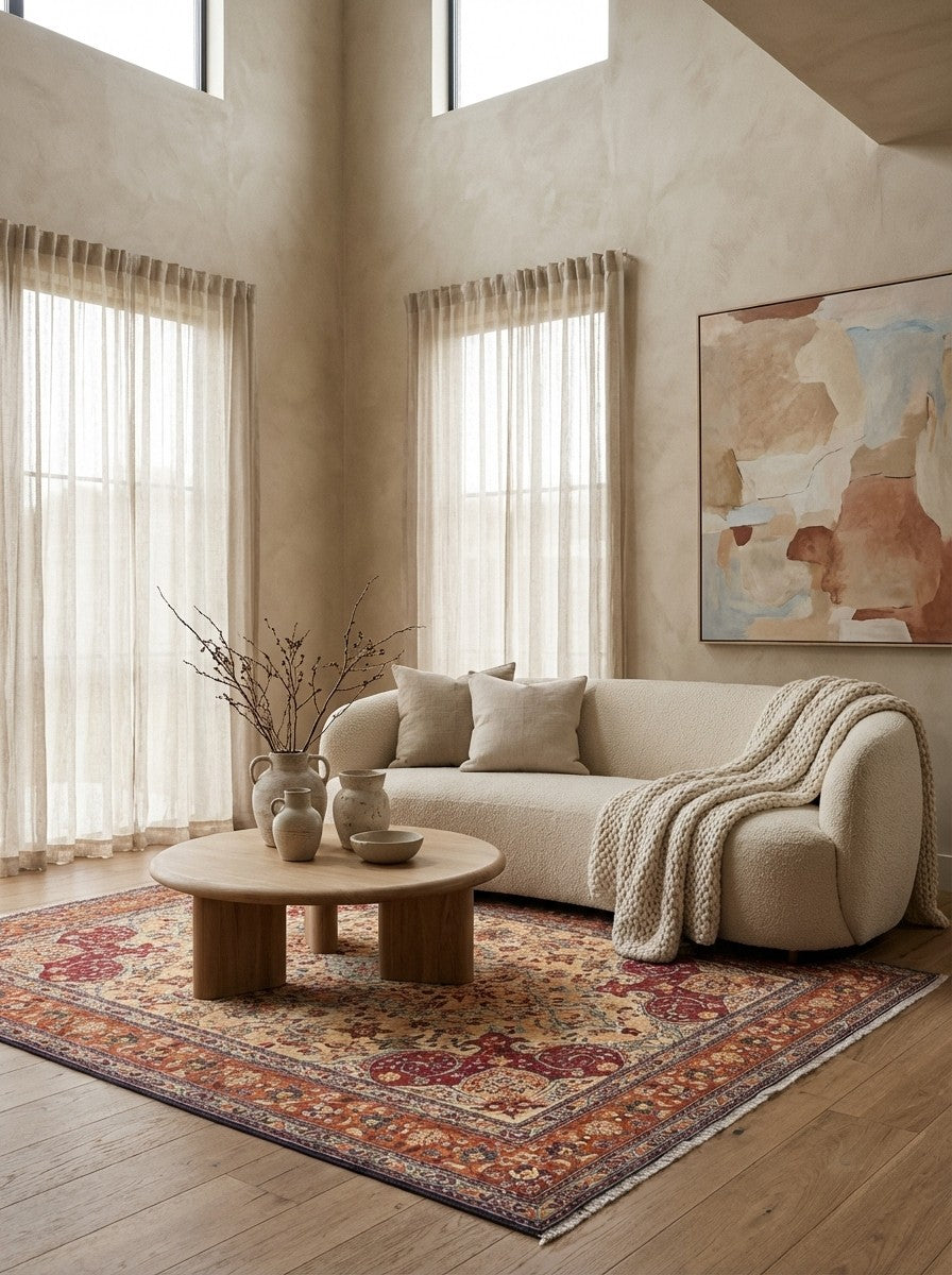 Tabriz Old — Hand-knotted, 150x185 cm, Beige, 100% Virgin Wool | Detail view