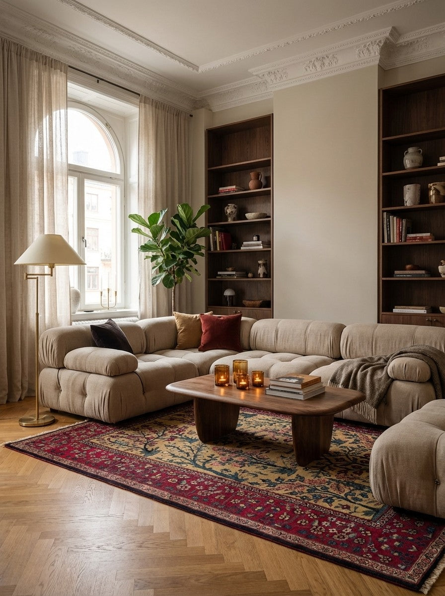 Tabriz Antique — Hand-knotted, 143x190 cm, Beige, 100% Virgin Wool | Back view