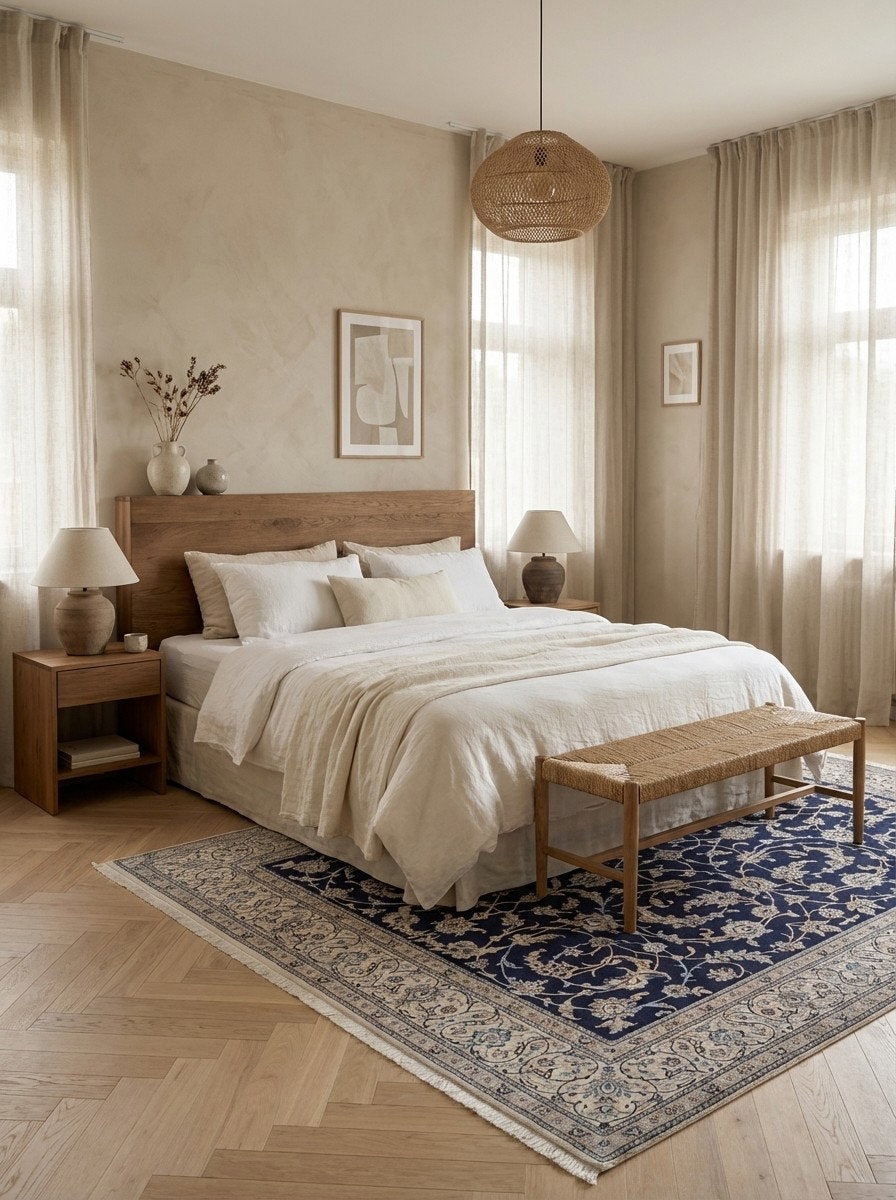 Nain 9La — Handgefertigt, 290x248 cm, Beige, 100% Virgin Wool | Detail view