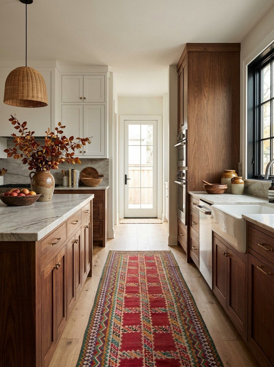 Kelim Gashgai Old — Handgefertigt, 427x121 cm, Bunt, 100% Virgin Wool | Back view