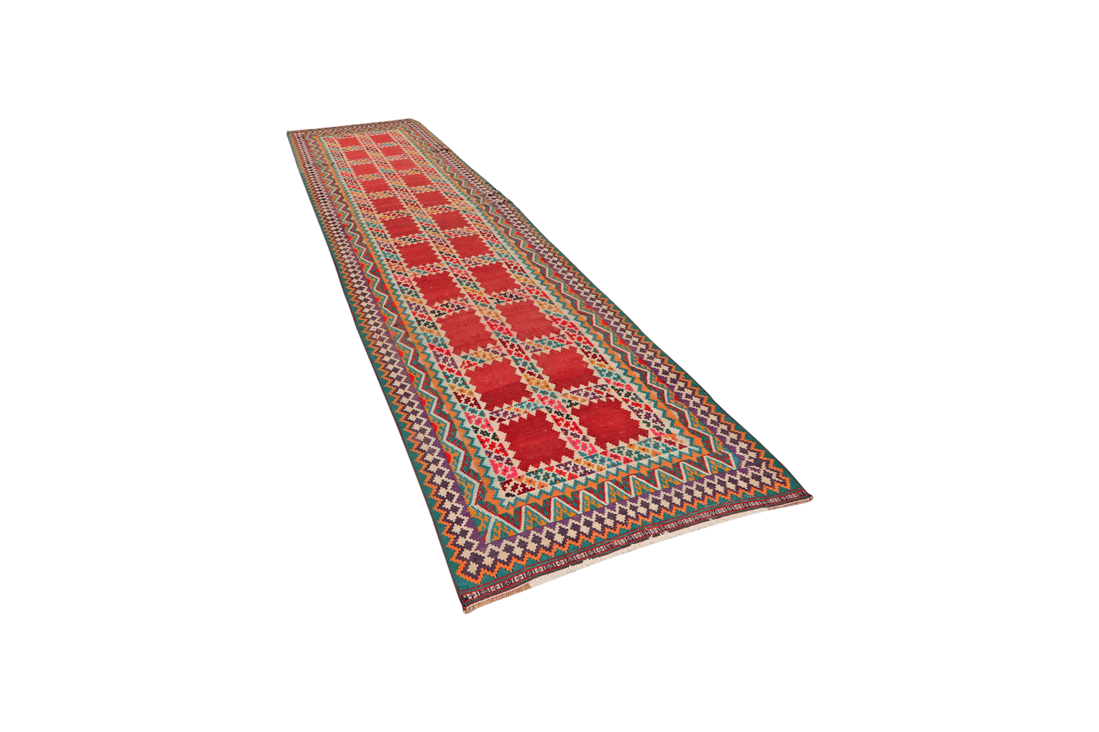 Kelim Gashgai Old — Handmade, 121x427 cm, Multicolor, 100% Virgin Wool | View 5
