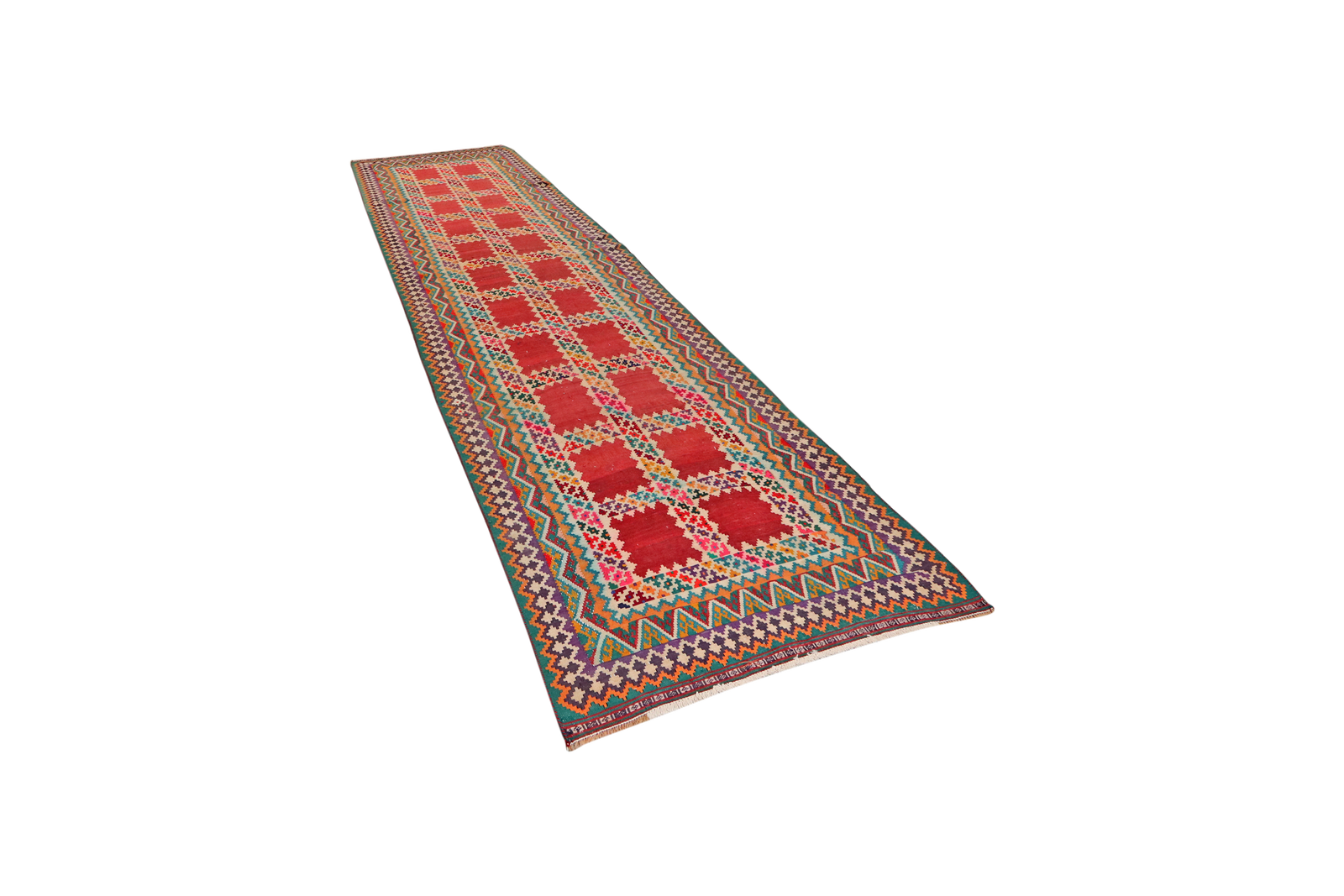 Kelim Gashgai Old — Handgefertigt, 427x121 cm, Bunt, 100% Virgin Wool | View 6