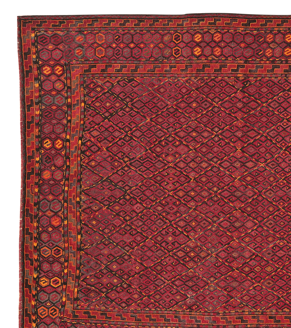 Kelim Kordi — Handmade, 204x400 cm, Red, 100% Virgin Wool | View 3