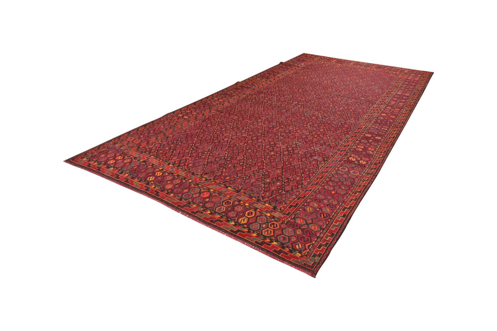 Kelim Kordi — Handmade, 204x400 cm, Red, 100% Virgin Wool | View 5