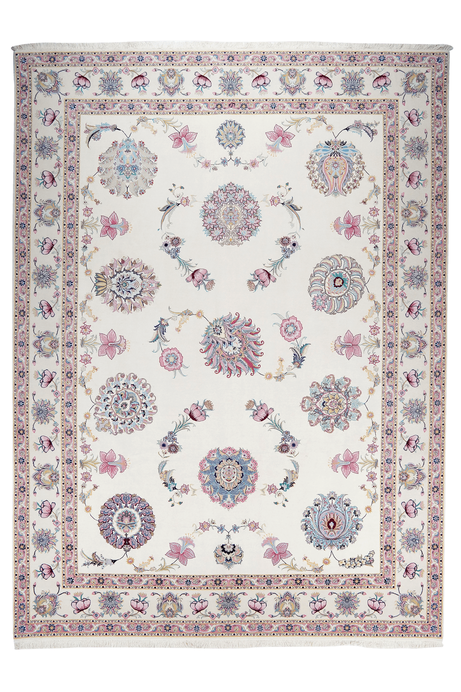 Tabriz 60 Raj — Hand-knotted, 253x346 cm, Beige, 100% Virgin Wool | Main view