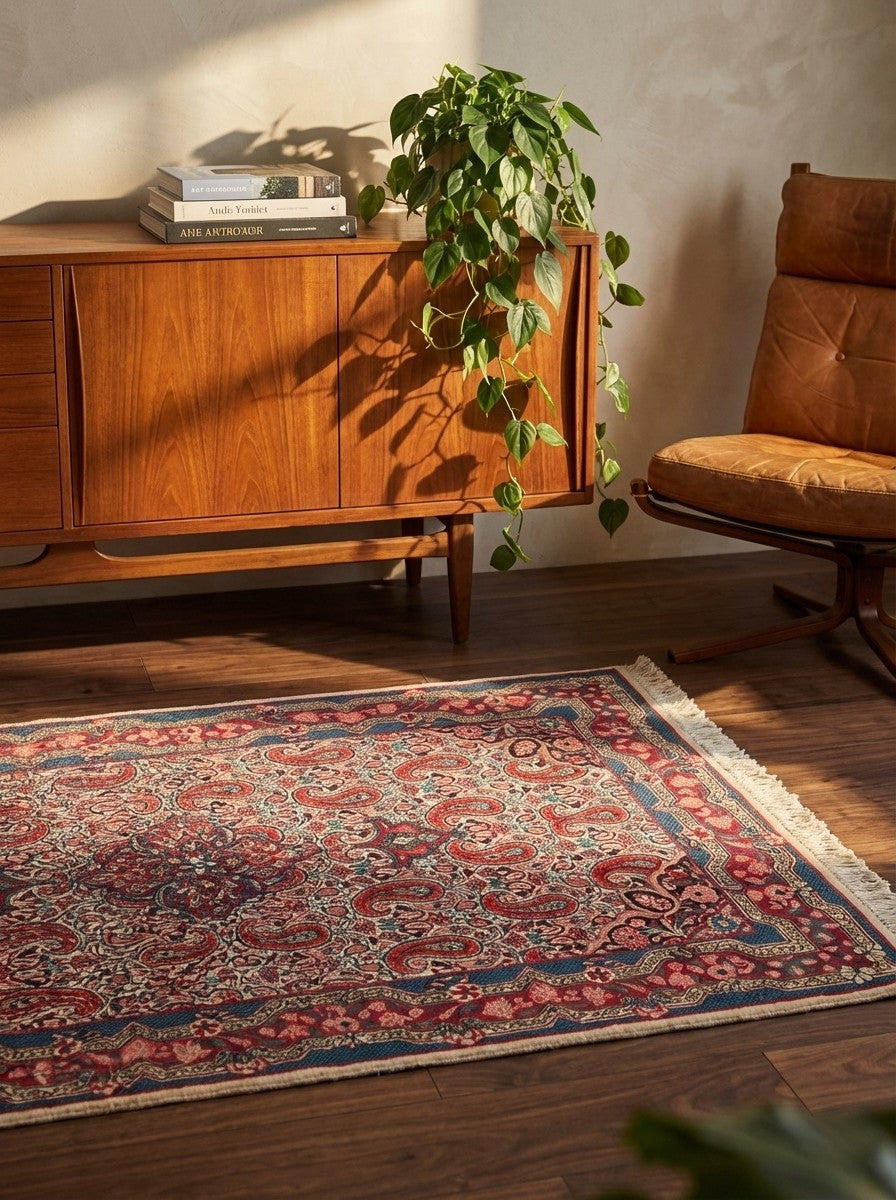 Ghiassabad — Hand-knotted, 102x156 cm, Beige, 100% Virgin Wool | Back view