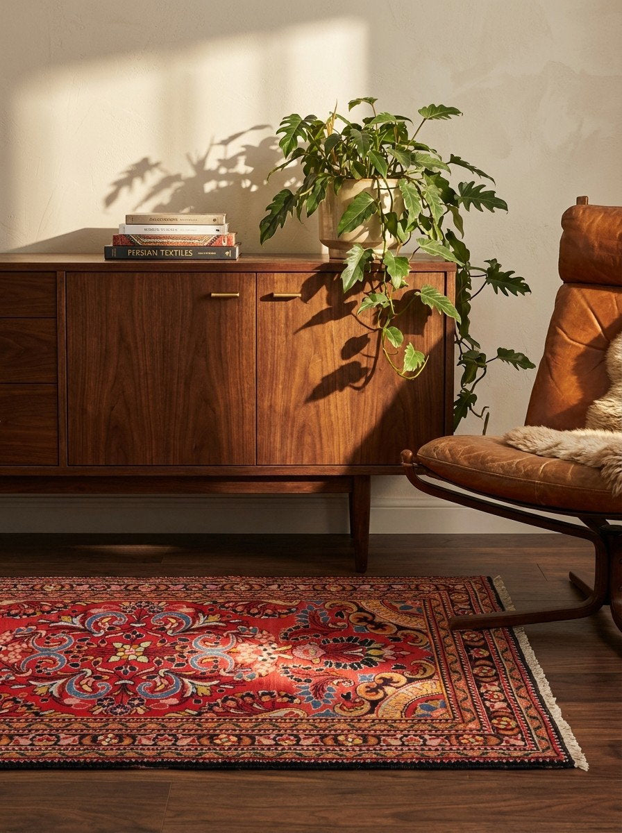 Lilian — Handgefertigt, 152x110 cm, Blau, 100% Virgin Wool | Back view