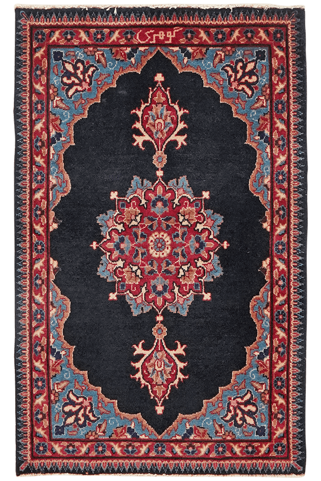 Moud — Hand-knotted, 61x98 cm, Blue, 100% Virgin Wool | Main view