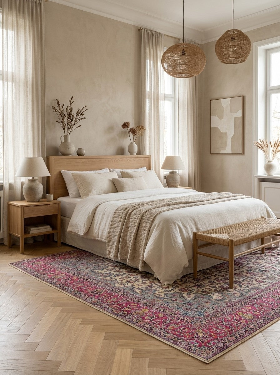 Kirman — Hand-knotted, 249x359 cm, Beige, 100% Virgin Wool | Detail view