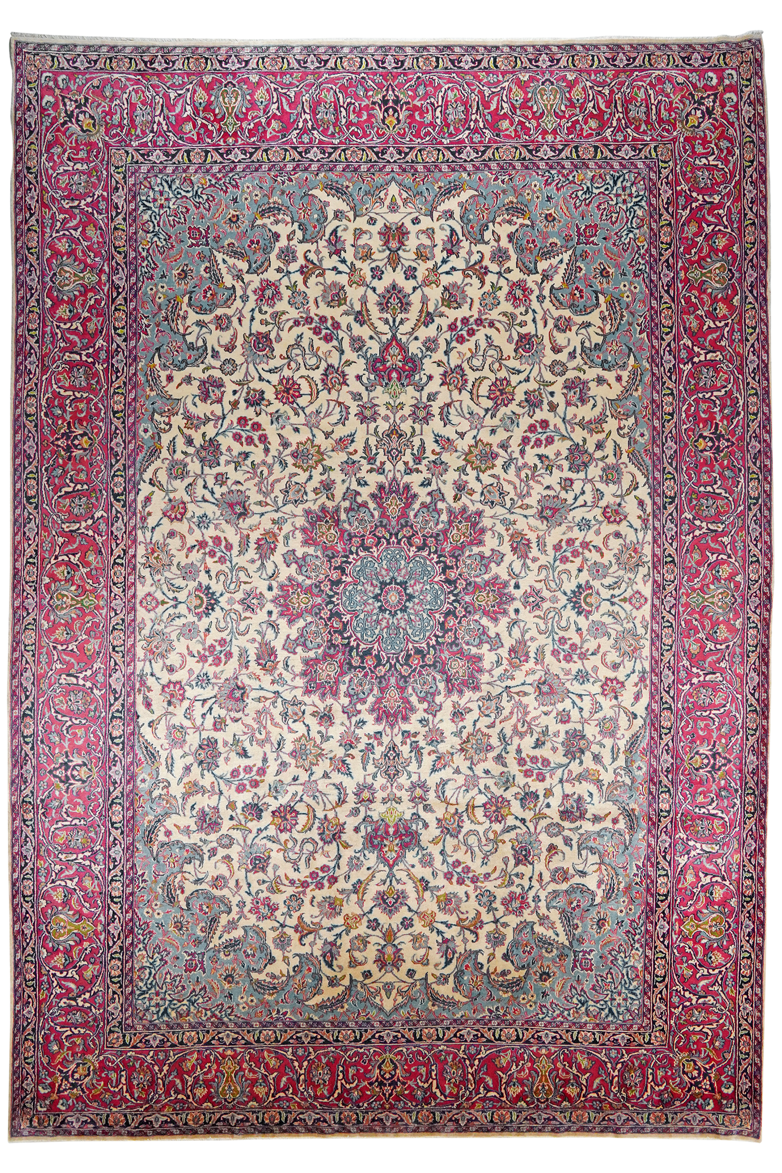 Kirman — Hand-knotted, 249x359 cm, Beige, 100% Virgin Wool | Main view