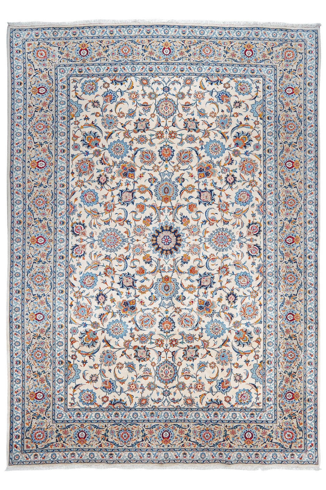 Kashan — Hand-knotted, 266x378 cm, Beige, 100% Virgin Wool | Main view