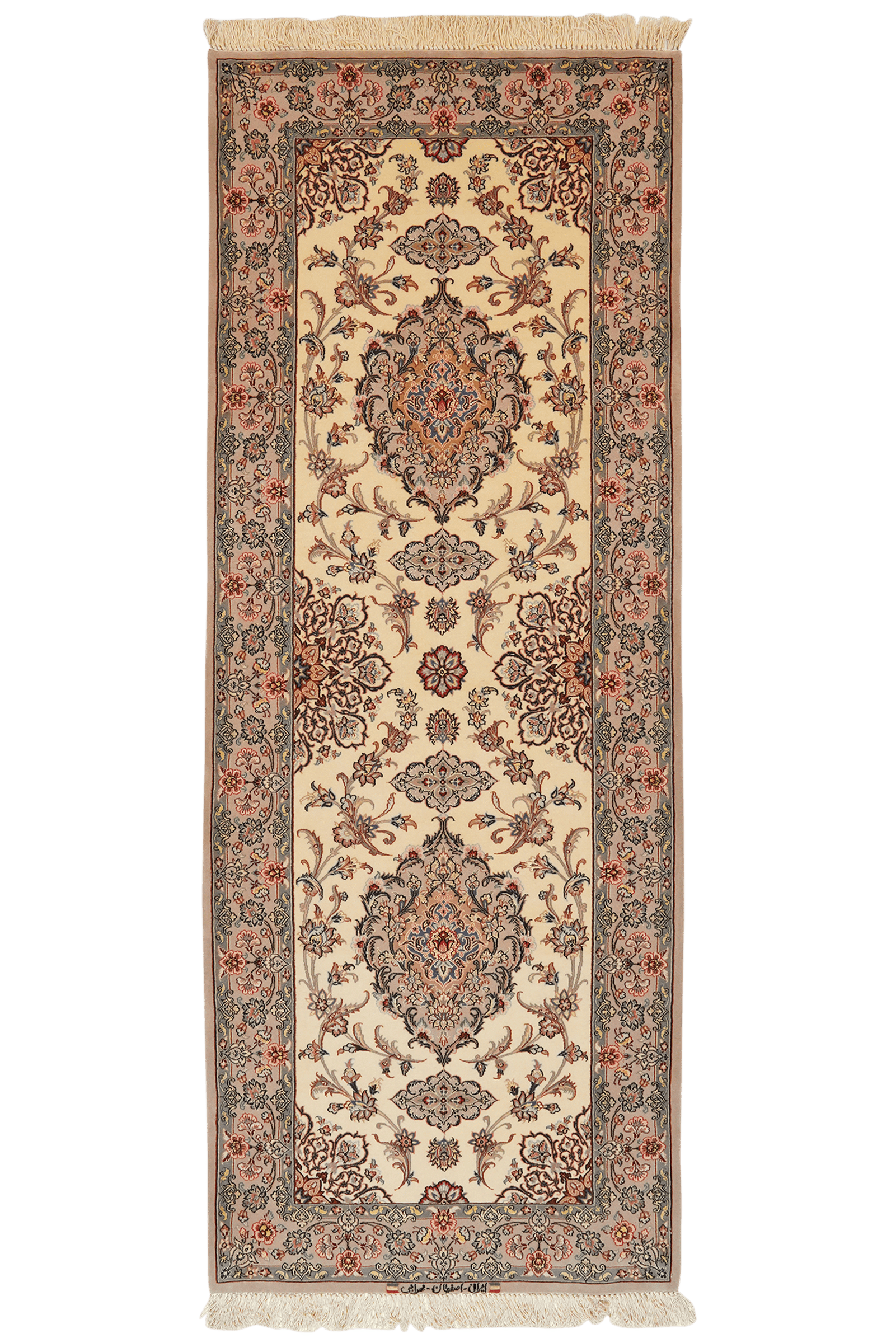 Isfahan — Hand-knotted, 82x217 cm, Beige, 100% Virgin Wool | Main view
