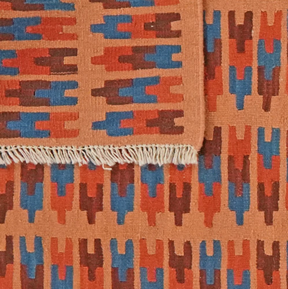 Kelim Gashgai — Handmade, 105x250 cm, Orange, 100% Virgin Wool | View 6