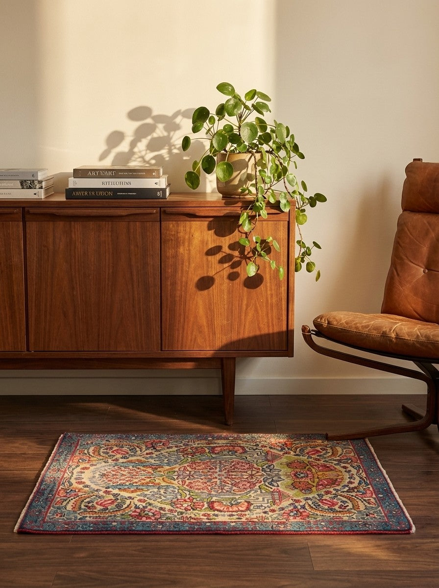 Ravar — Hand-knotted, 60x85 cm, Beige, 100% Virgin Wool | Back view