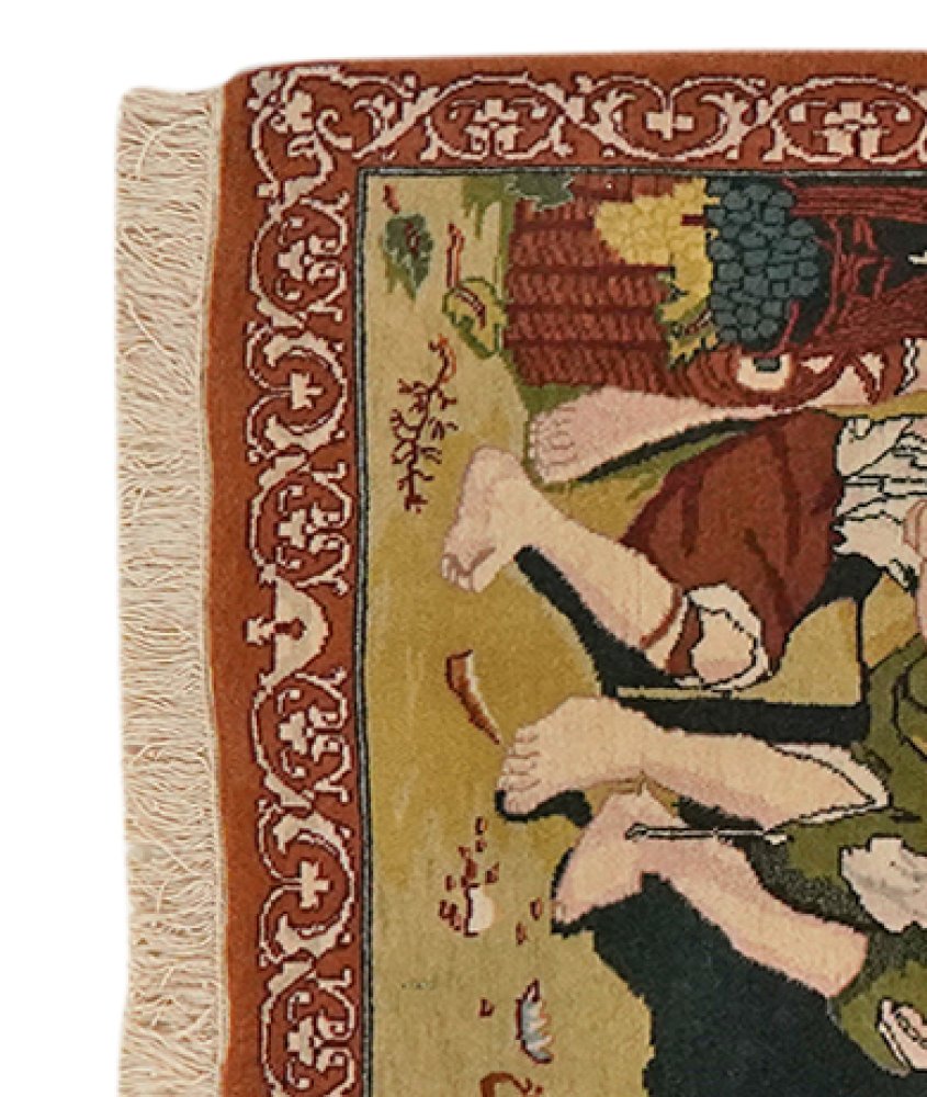 Tabriz Graphic — Hand-knotted, 52x66 cm, Green, 100% Virgin Wool | View 3