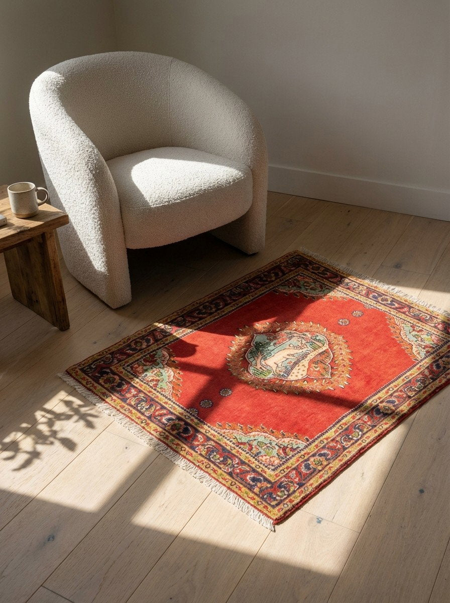 Bidjar — Handgefertigt, 86x70 cm, Blau, 100% Virgin Wool | Detail view