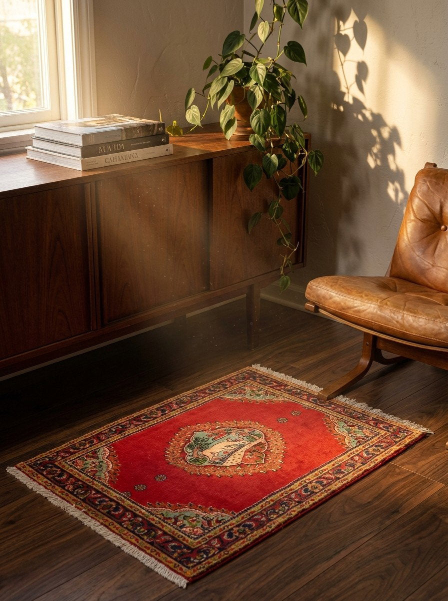 Bidjar — Handgefertigt, 86x70 cm, Blau, 100% Virgin Wool | Back view