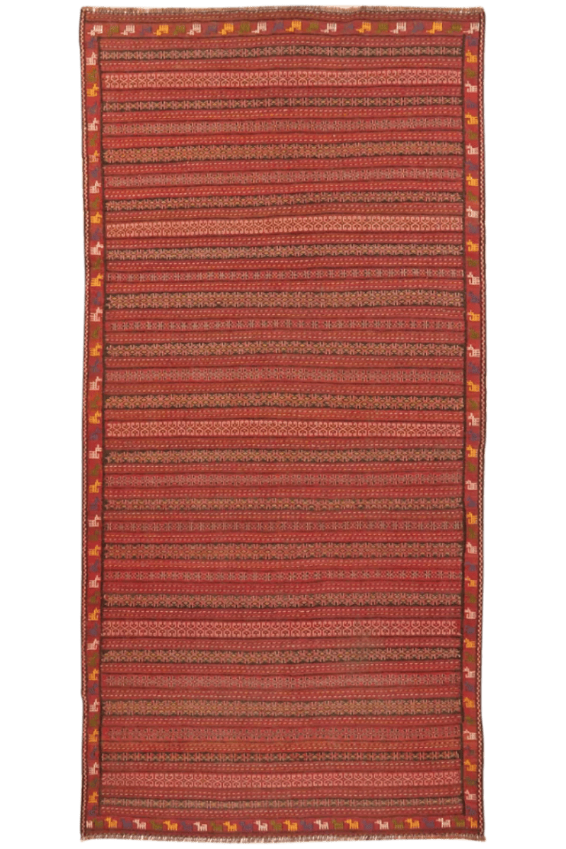 Kelim Kordi — Handmade, 159x325 cm, Red, 100% Virgin Wool | Main view