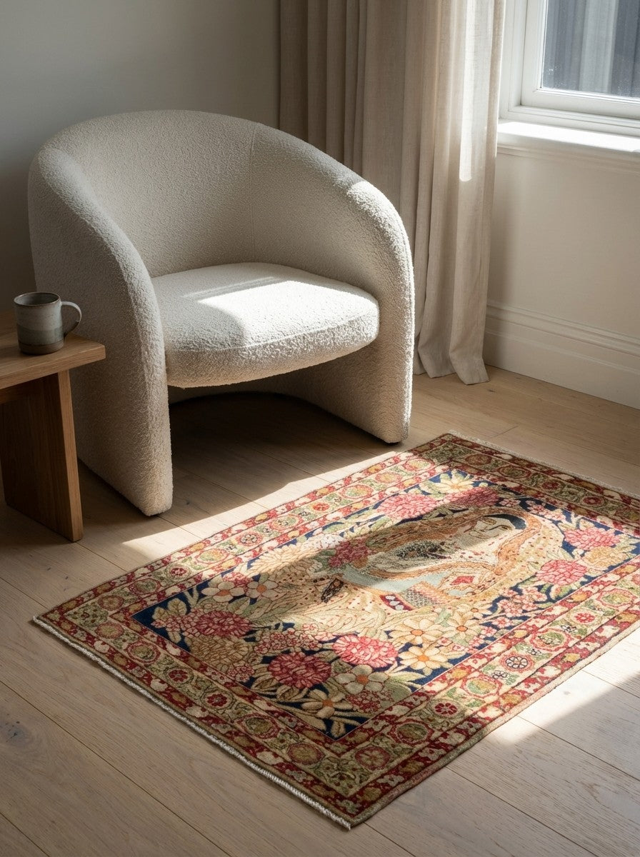 Ravar — Hand-knotted, 62x90 cm, Blue, 100% Virgin Wool | Detail view