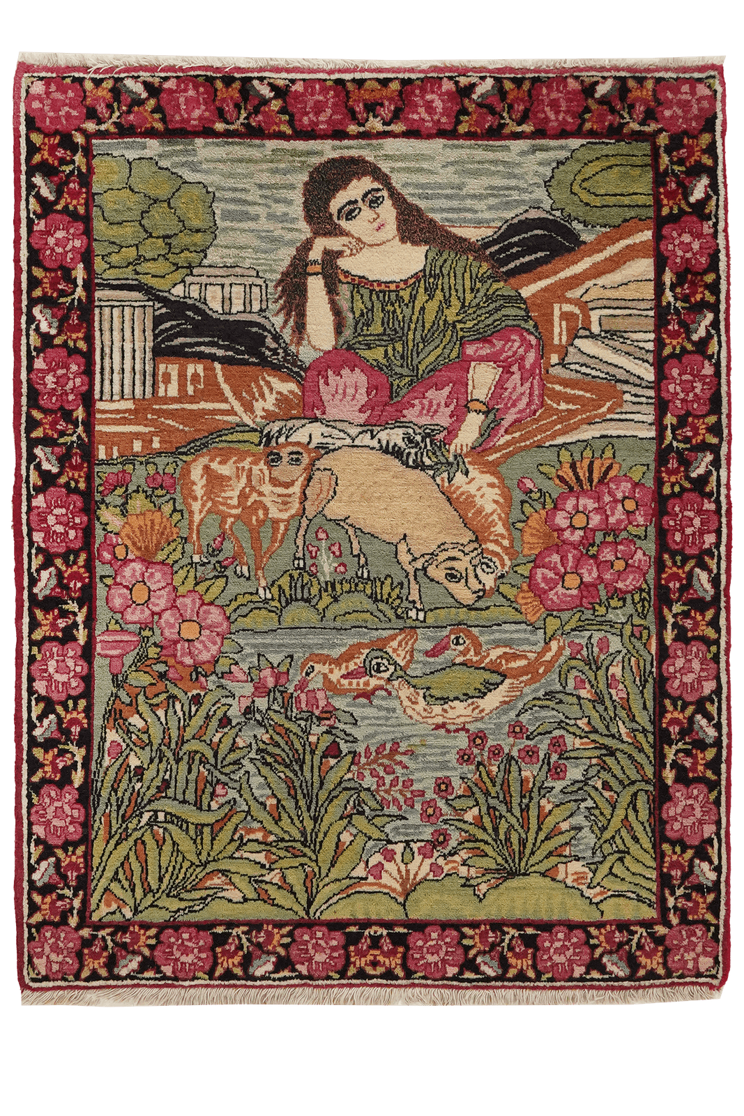 Ravar — Hand-knotted, 62x80 cm, Green, 100% Virgin Wool | Main view