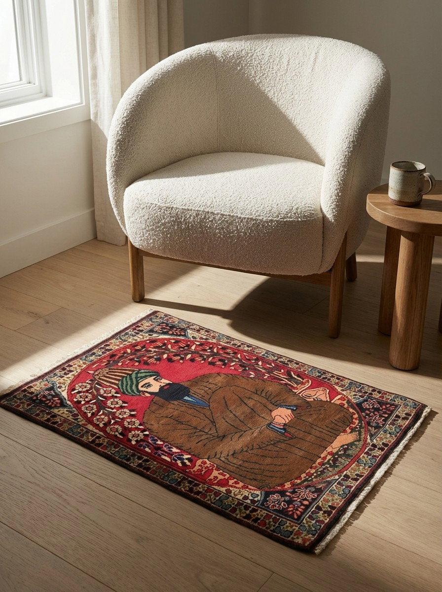 Bidjar — Handgefertigt, 76x55 cm, Beige, 100% Virgin Wool | Detail view