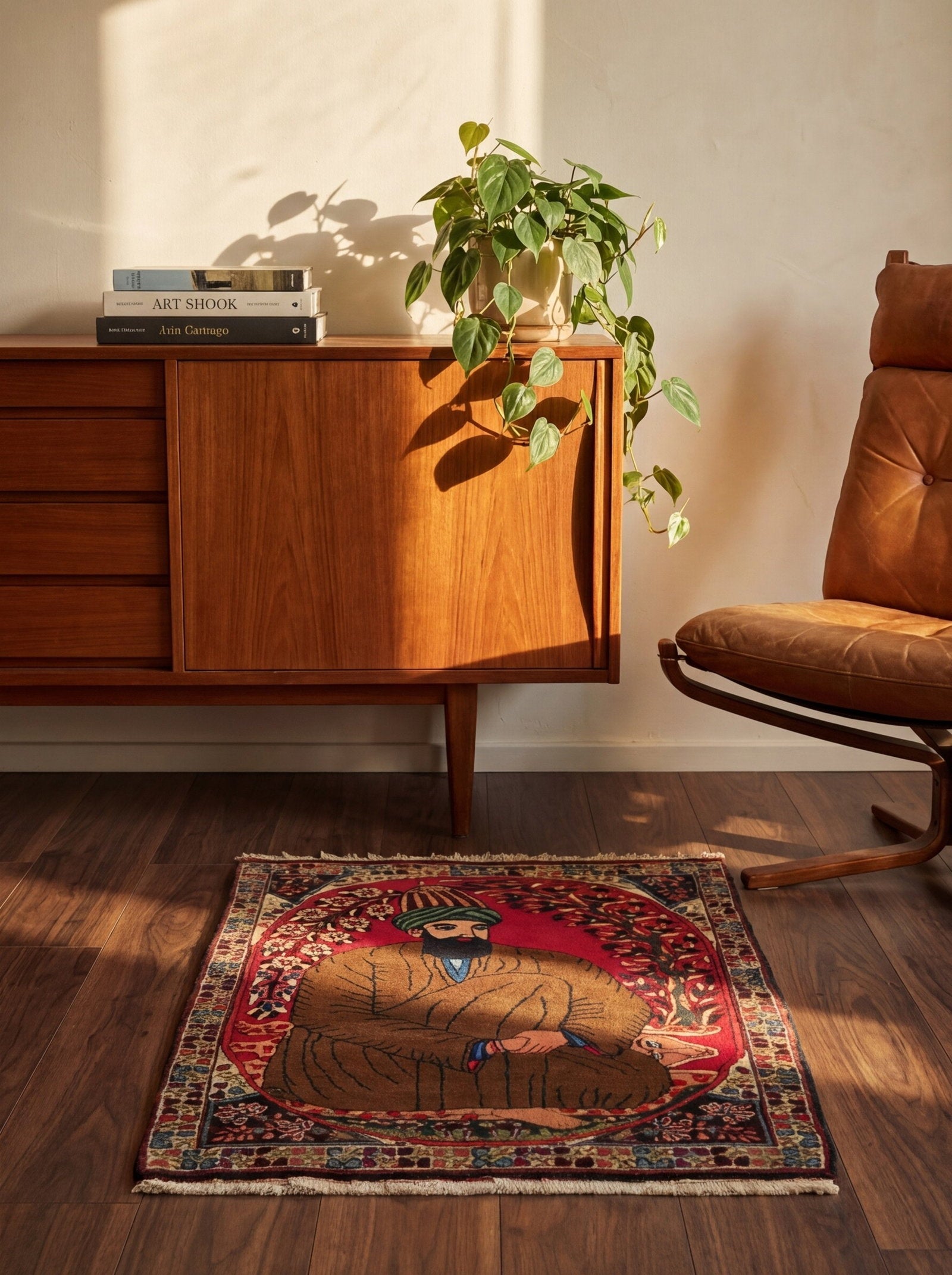 Bidjar — Handgefertigt, 76x55 cm, Beige, 100% Virgin Wool | Back view