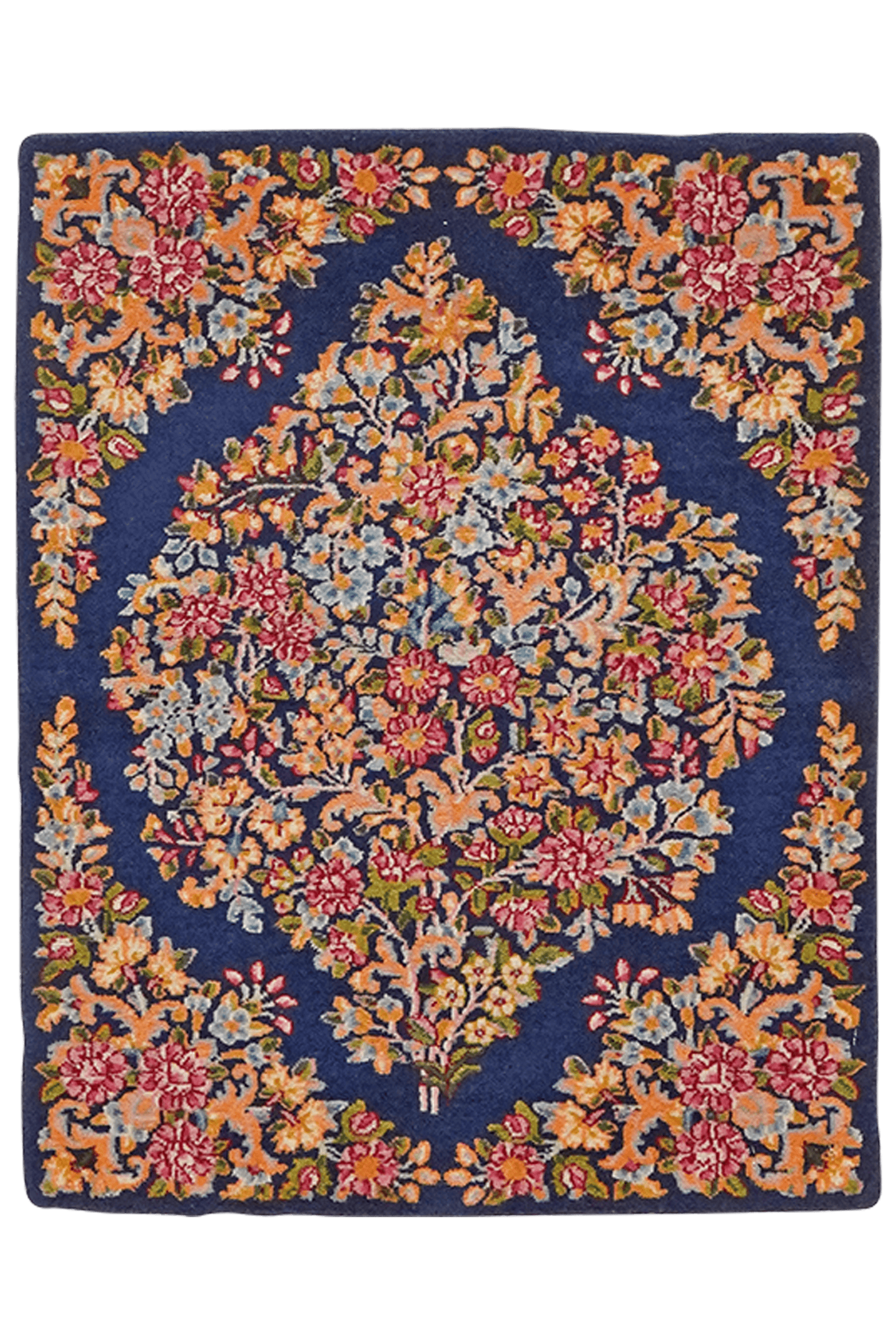 Yazd — Hand-knotted, 53x68 cm, Blue, 100% Virgin Wool | Main view