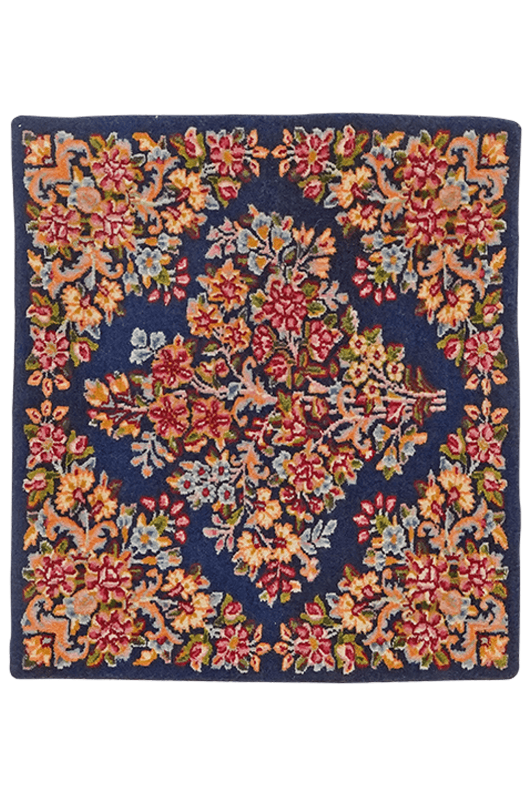 Yazd — Hand-knotted, 47x54 cm, Blue, 100% Virgin Wool | Main view